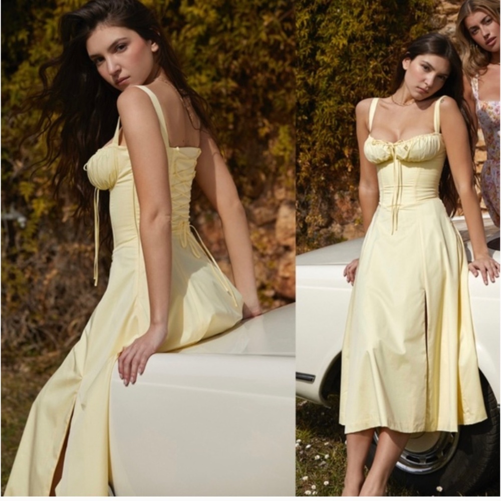 HOUSE OF CB 'Carmen' Buttercup Bustier Sundress yellow